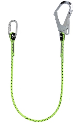 G-force restraint lanyard with karabiner and scaffold hook
